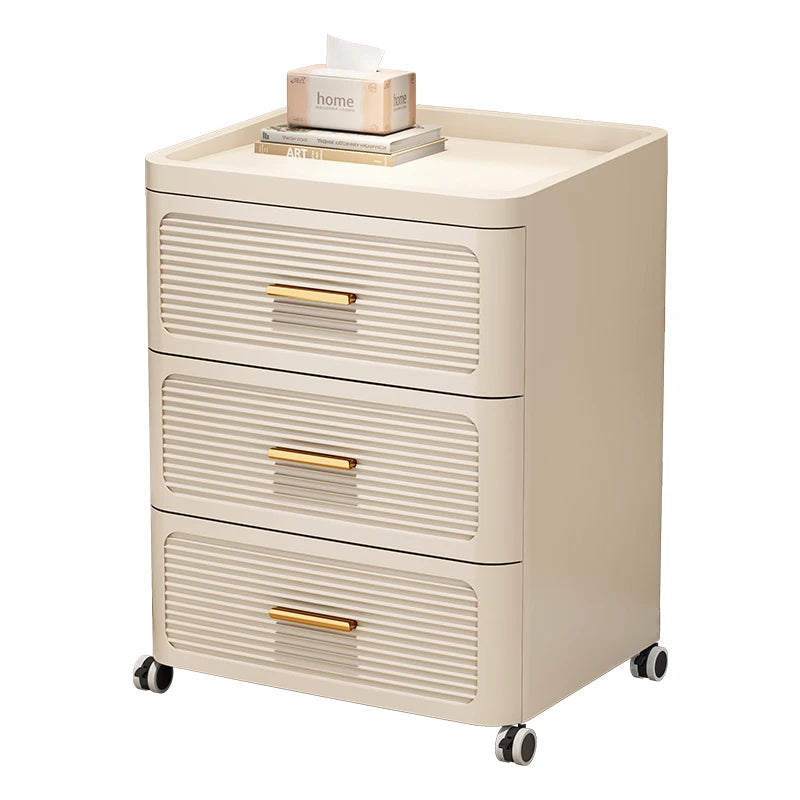 Modern Minimalist Nightstand with Drawers|Faux Wood Bedside Storage Cabinet Movable Bedroom Organizer Space-Saving HomeFurniture Aimak Store