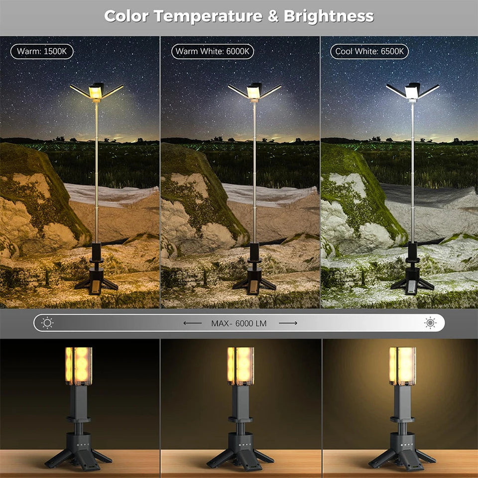 14000mAh Rechargeable Outdoor Hiking Fishing Tent Lamp 6000 LM Super Bright Magnetic Rotatable Telescopic LED RV Camping Lantern Aimak Store