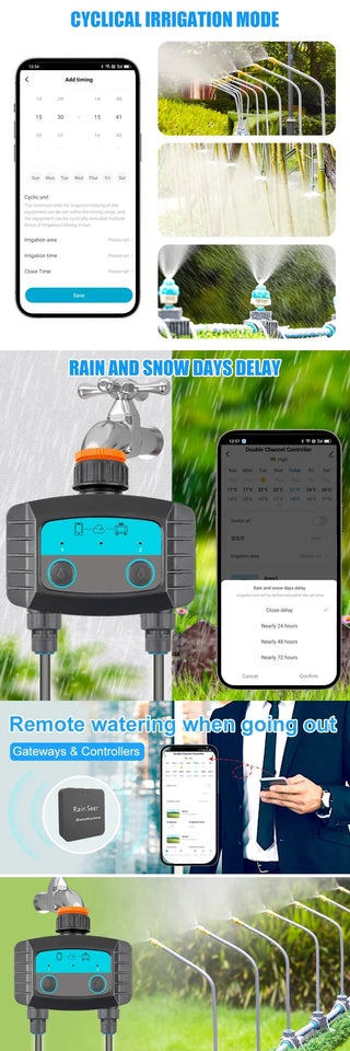 1PCS Tuya Smart Sprinkler Timer ,Dual Bluetooth Garden Hose Watering System, Outdoor Water Timer for Garden Hoses,Programmable Aimak Store