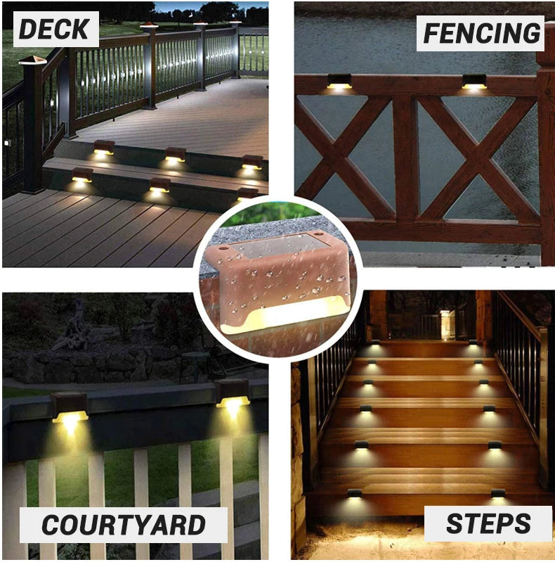 1/4/8/12/pcs Solar LED Lights Outdoor Garden Light Deck Lamp Solar Stairs Light Waterproof Solar Step Lamp Patio Garden Decor Aimak Store