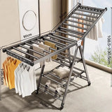 Balcony Clothes Drying Rack Floor-Standing Foldable Household Movable Clothes Drying Rack Dormitory Quilt Drying Rack 3 Floors Aimak Store