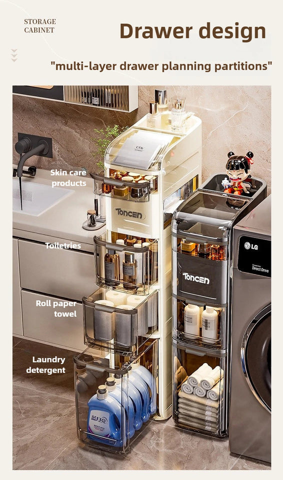 Bathroom crevice wardrobe storage cabinet, bathroom shelf, bathroom toilet storage cabinet, toilet side storage cabinet Aimak Store