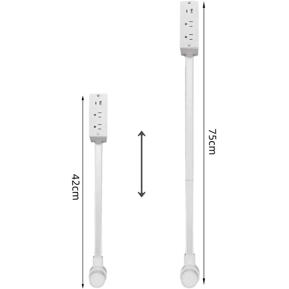 Electrical Outlet Extender 2 AC USB-A USB-C Wall Charger 2 Sockets 180° Rotation Stretchable Electrical Outlet Table Extender Aimak Store