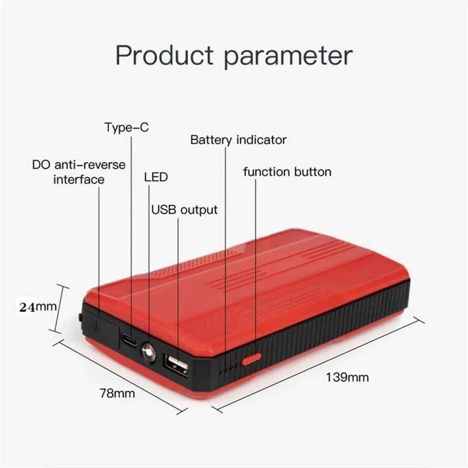 20000mAh High Power Car Battery Jump Starter Portable Car Battery Booster Charger Booster Power Bank Starting Device USB Port Aimak Store