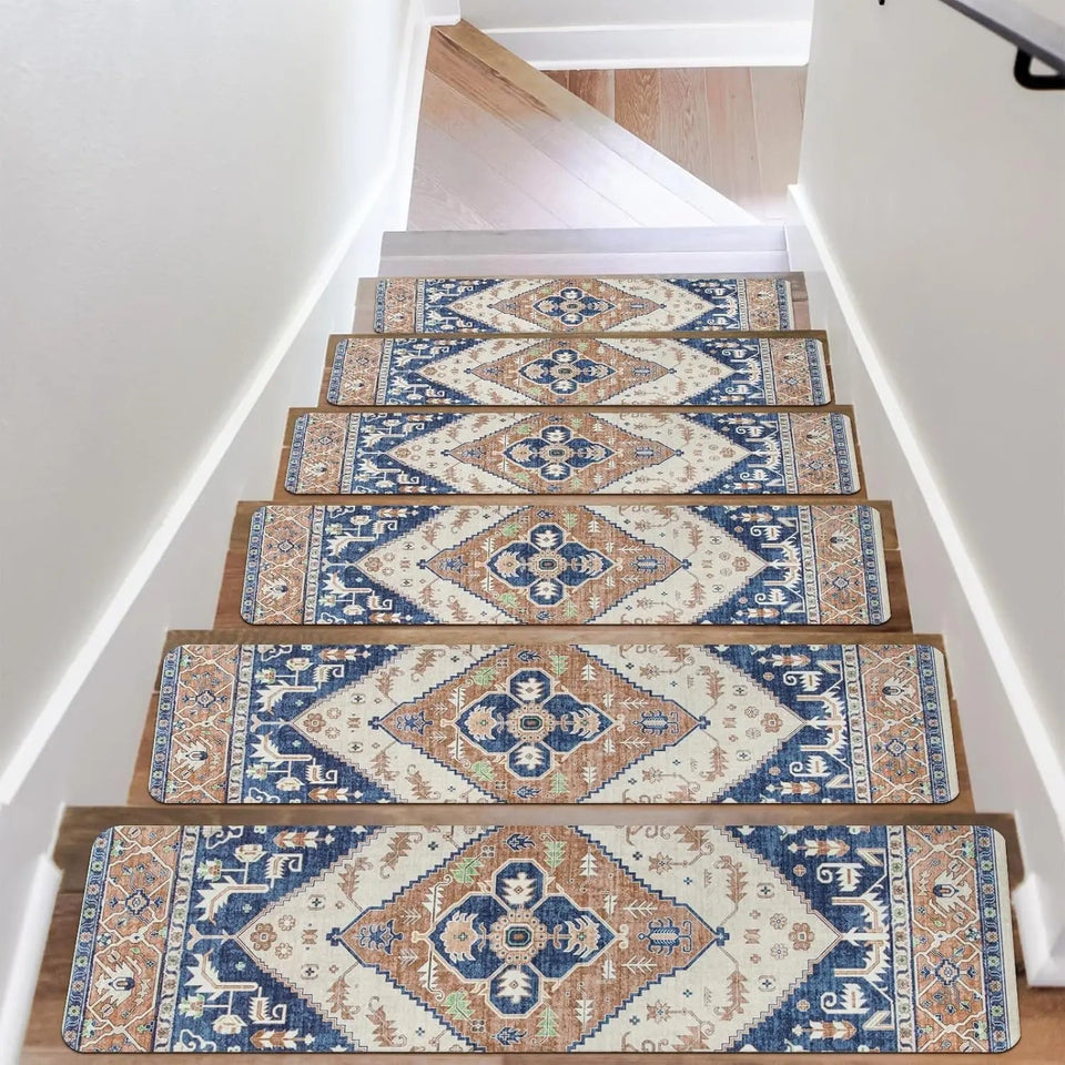 Carpet Stair Treads for Wooden Steps Set of 15, 30''X8'' Indoor Runner Resistant Rugs Rubber Safety Mats for Dogs Aimak Store