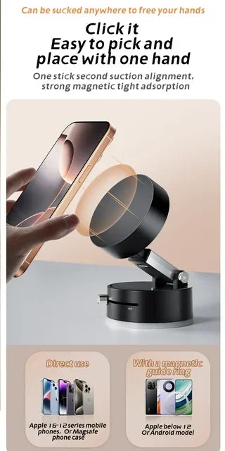 Car Mobile Brackets Double-sided Vacuum Magnetic Suction Bracket Mobile Phone Bracket Suction Cup  Folding Swivel desktop Stand Aimak Store