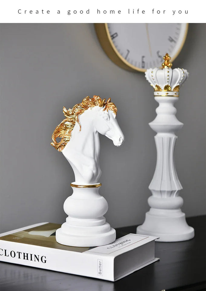 Chess Pieces Statue Resin King Queen Figure For Interior Home Living Room Office Sculpture Study Decoration Piece Ornament Aimak Store