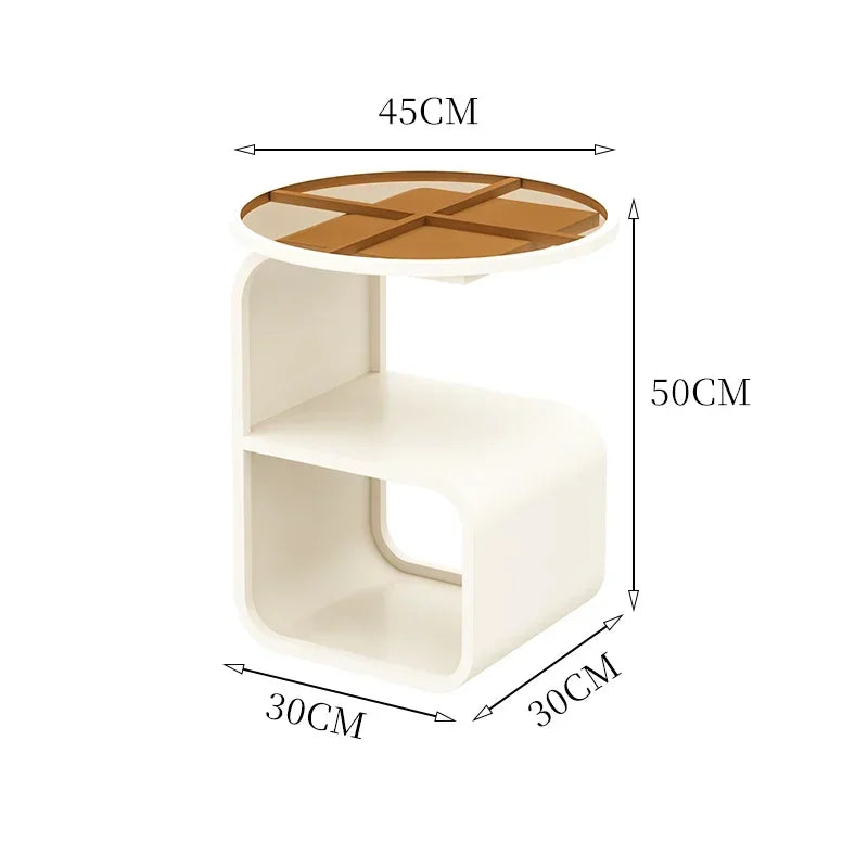 Home Living Room Iron Art Sofa Table Modern Round Feeding Table Bedroom Bedside Cabinet Elegant Nightstand Stylish End Table Aimak Store