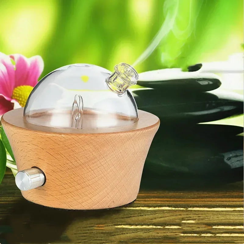 20ML Wooden Glass Aromatherapy Pure Essential Oils Diffuser Waterless Aroma Diffuser Air Nebulizer Household Humidifier For Home Aimak Store