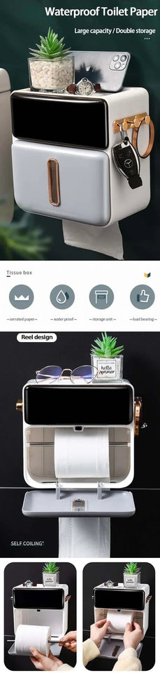 Paper Towel Toilet Paper Holder Waterproof Tissue Box Wall Mount Storage Shelf Rack Paper Storage Box Bathroom Accessories Aimak Store