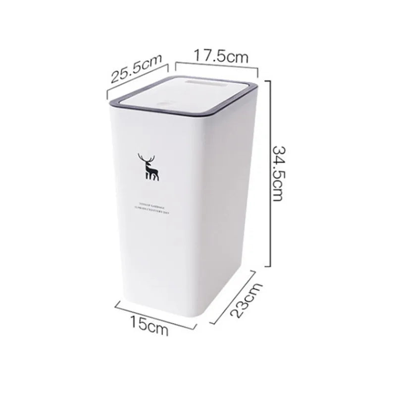 15L Nordic Style Toilet Trash Can Household with Lid Kitchen Classification Presstype Wastebasket Bathroom Rectangular Trash Can Aimak Store