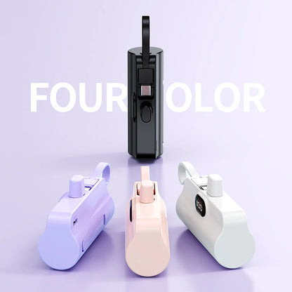 5000/10000/20000mAh 2IN1 Mini Power Bank Pocket External Battery Plug Portable Power Bank For iPhone Huawei Fast Charging Outdoo