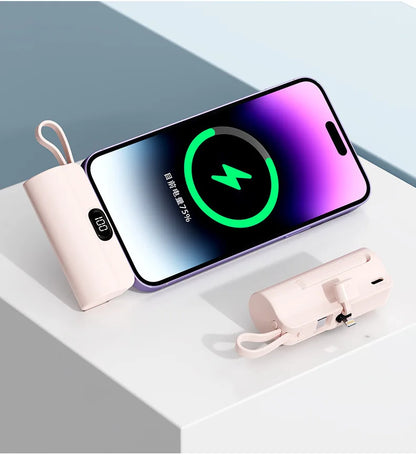 5000/10000/20000mAh 2IN1 Mini Power Bank Pocket External Battery Plug Portable Power Bank For iPhone Huawei Fast Charging Outdoo