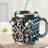 Funny V8 V6 Engines Design Tea Cup Coffee Mug Handmade Engines Stainless Steel Resin Large Capacity Coffee Cup Aimak Store
