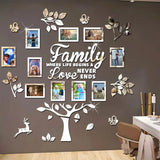 3D New Family Photo Frame Tree Wall Sticker Acrylic Self-adhesive Tree Collage Living Room Bedroom DIY Art Home Decoration Aimak Store