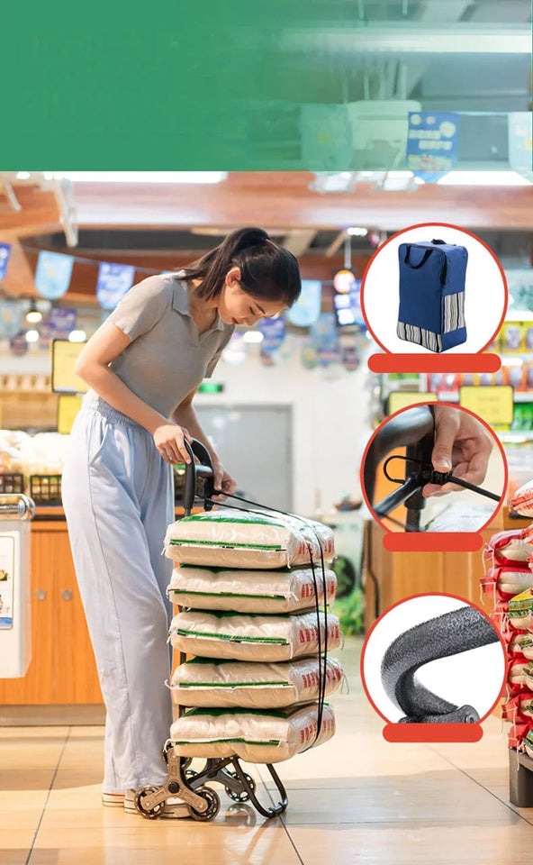 Light Grocery Shopping Trolley Household Climbing Stairs Folding Trailer Outdoor Travel Hand Pull Shopping Cart Aimak Store