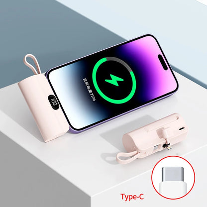 5000/10000/20000mAh 2IN1 Mini Power Bank Pocket External Battery Plug Portable Power Bank For iPhone Huawei Fast Charging Outdoo