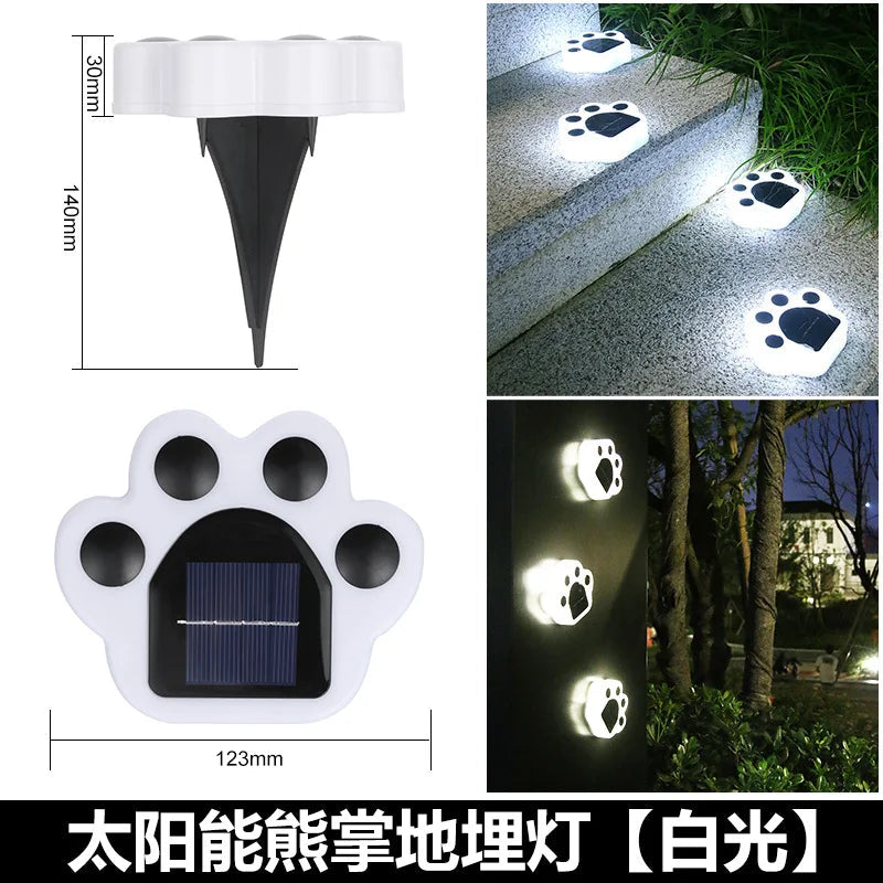 Outdoor Solar Powered Garden Cat Paw Lawn Lights Solar Cute Cat Paw Ground Lamps LED Cat Paw Scene Light Landscape Light Aimak Store