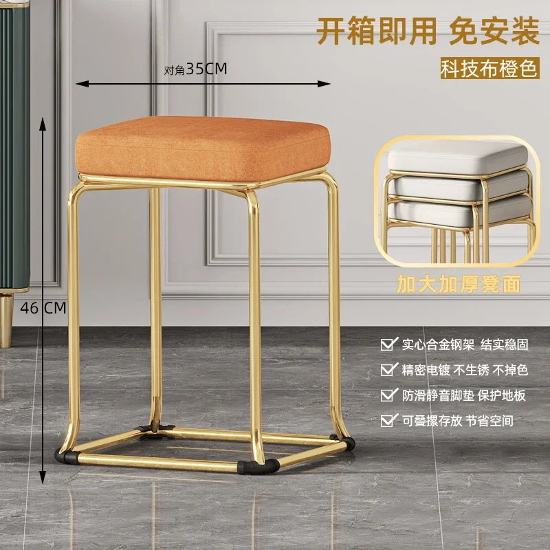 Simple and Luxurious Stackable Square Stool Enlarged and Thickened Round Stool Dirt Resistant Technology Cloth Stool Aimak Store