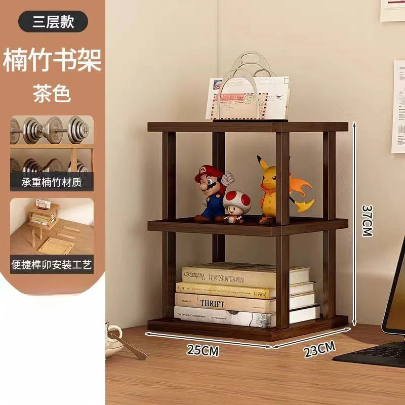 Desktop Storage Rack Small Shelf on The Desk Simple Bookshelf Desk Kitchen Storage Rack Countertop Shelf Bamboo Storage Rack Aimak Store