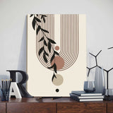 Framed Abstract Beige Bohemian Sun Leaf Poster Nordic Geometric Lines Canvas Painting Living Room Wall Art Home Decoration Mural Aimak Store