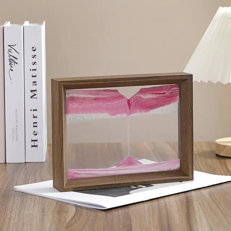 3D Sandscape Moving Sand Art Picture Wooden Frame Quicksand Liquid Hourglass Craft Flowing Sand Painting Office Home Decor Gifts Aimak Store