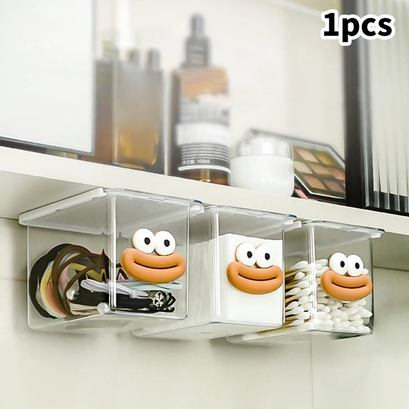Transparent Bathroom Cotton Stick Makeup Cotton Bathroom Pull-Out Storage Drawer Style Storage Box Under The Mirror Cabinet Aimak Store