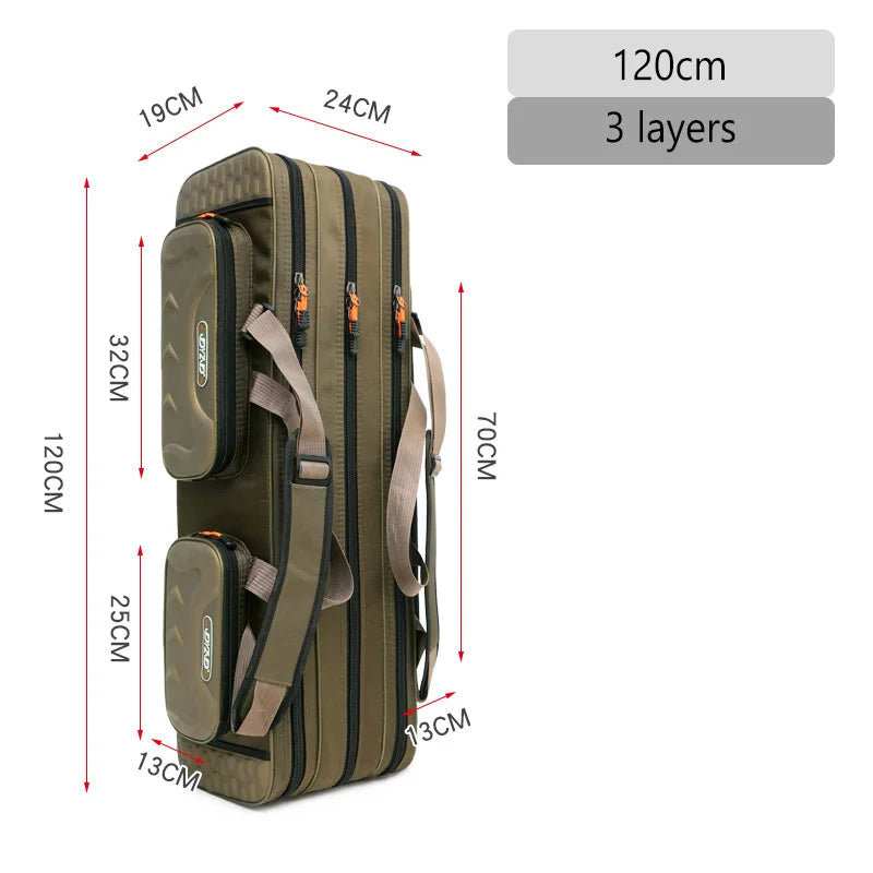 NON-Foldable 2/3/4 Layer Fishing Rod Tackle Bag 80/100/120/130CM Multifunctional Fish Reel Lure Line Tools Storage Case Gear Aimak Store