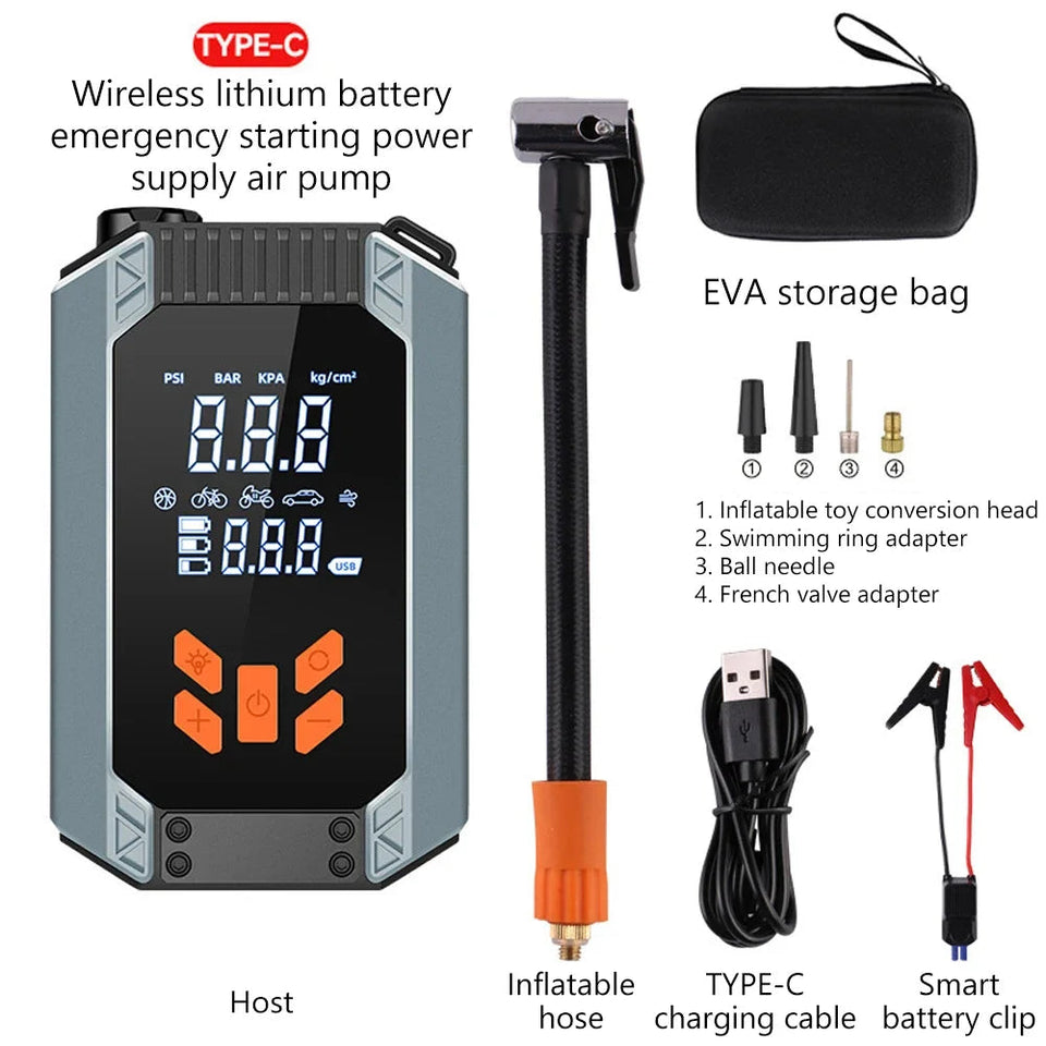 7 in 1 Car Tyre Inflator Inflatable Pump Electric Pump Car Jump Starter Battery Starting Portable Air Compressor Emergency Power Aimak Store