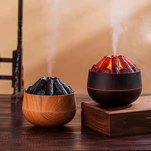 2024 New 300ML Artificial Charcoal Fire Air Humidifier Aroma Diffuser Mist Sprayer Mini Diffuser with Night Light for Home Aimak Store