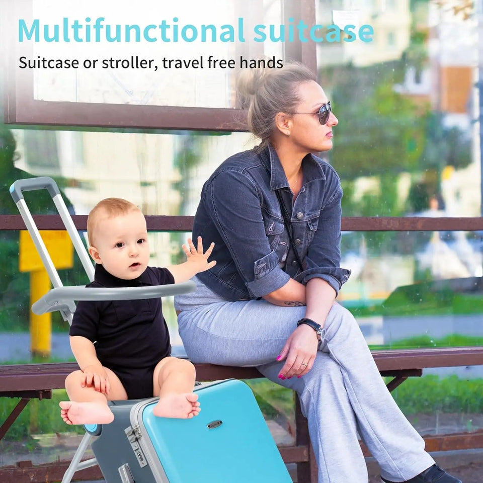 Children's Suitcase with Seat Design Kids Multi-functional Stroller Suitcase Riding and Sitting Carry on Luggage for Travel Aimak Store