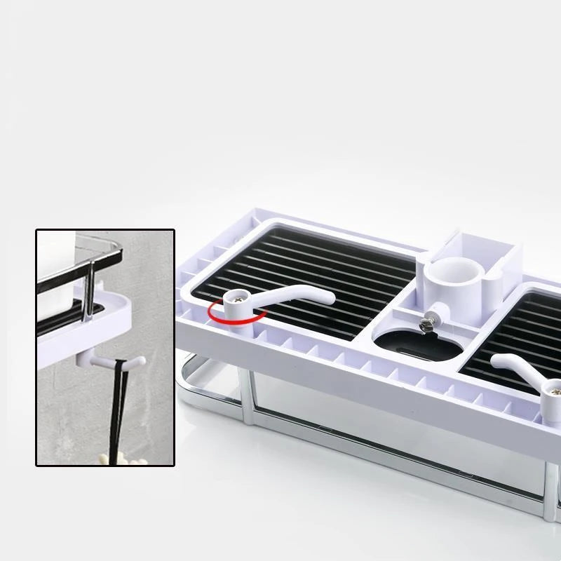 Bathroom Shower Storage Rack Organizer No Drilling Lifting Rod Shower Head Holder Shower Gel Shampoo Tray Holder Pole Shelves Aimak Store