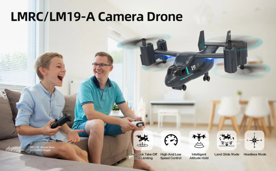 Remote Control Helicopter Drone 480P Camera Fighter UAV Land Air Mode Aircraft Brushless RC Drones for Children Kids Plane Toys Aimak Store