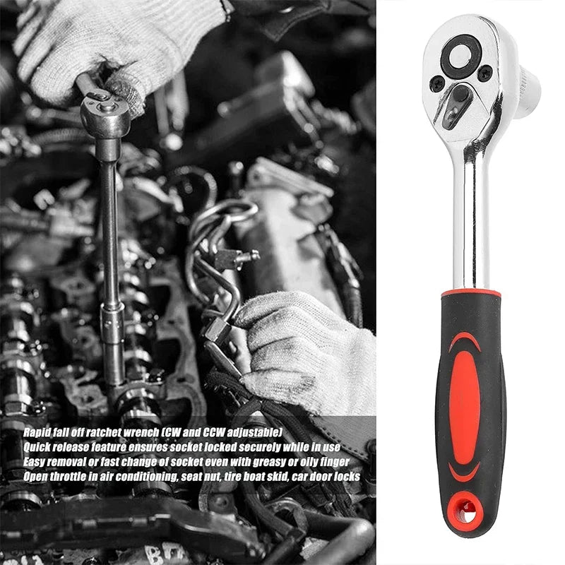 46pc Drive Socket Set 1/4 inch Ratchet Wrench Set with Sockets Metric Hex Bit Socket Set Mechanic Tool Kits for Auto Repair Hous Aimak Store