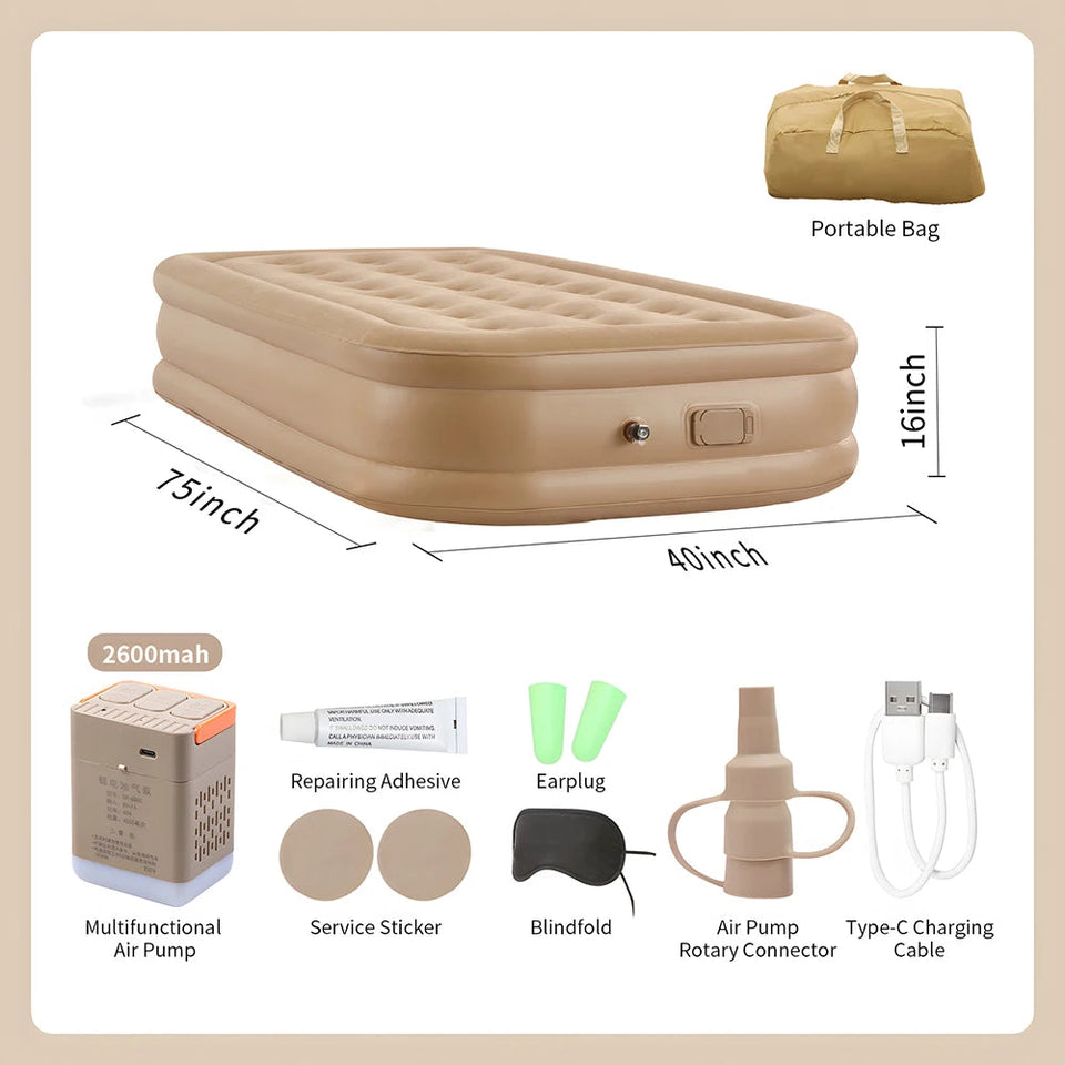 Air Mattress,Inflatable Airbed Luxury Self Inflation Deflation Twin Air Mattress with Electric Built-in Pump, Blow Up Guest Bed Aimak Store