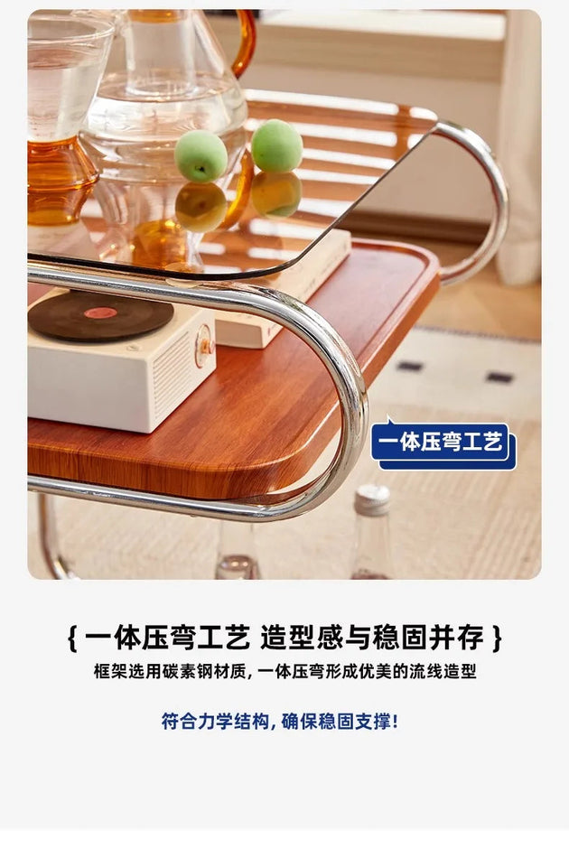 Medieval Style Sofa Side Table Bedside Cabinet Living Room Mobile Coffee Table with Wheels Small Cart Multi-layer Bed Head Shelf Aimak Store