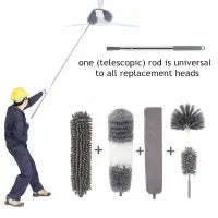 Extendable Window Glass Cleaning Household Tool High Building Retractable Pole Washing Dust Cleaner Brush Dry Wet Scraper Wiper Aimak Store