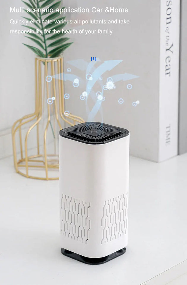 MINI HEPA Air Purifier Remove Smoke Odor Formaldehyde Negative Ion Air Cleaner for Car Bedroom Aromatherapy Purification Aimak Store