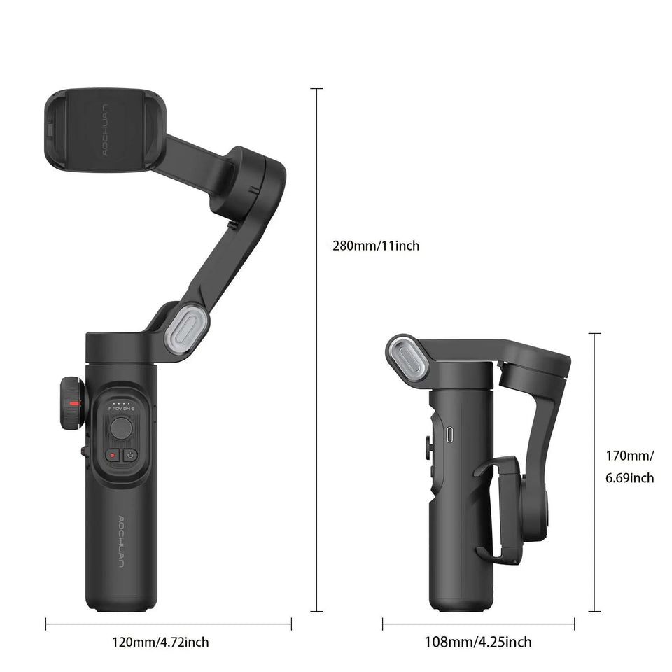 AOCHUAN 3-Axis Handheld Gimbal Stabilizer for Smartphone with Fill Light for iPhone Android Face Tracking Tiktok Vlog Smart XE Aimak Store