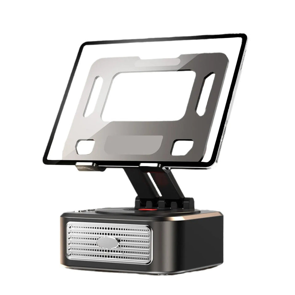 360° Rotation Foldable Desk Tablet Stand Holder Table Smartphone Mount with Wireless Bluetooth Speaker Stereo USB Sound Box Aimak Store