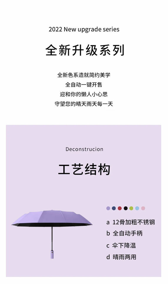 Umbrella Fully Automatic Men's Reinforced Women's Sunshade Umbrella, Rain and Rain Dual Use Umbrella, UV Protection Aimak Store