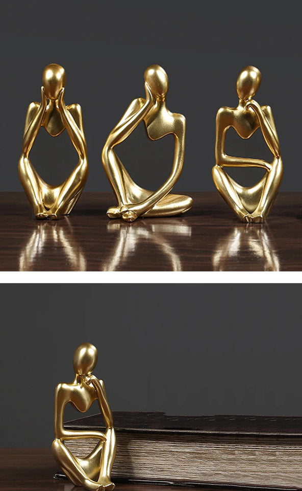 3pcs/set Abstract Thinker Statue Resin Sculpture Micro Thinker Figure European Office Home Decoration Accessories Aimak Store