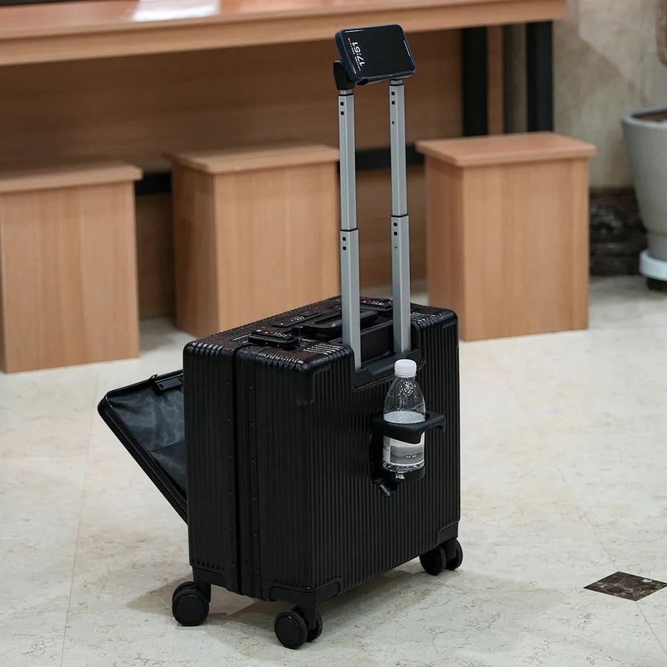 New Front Opening Lid Suitcase Multifunctional Mini Luggage Aluminium Frame 18/20 Boarding Box Trolley Case Cabin Bag Aimak Store