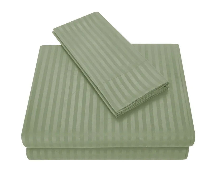 Embossed Brushed Stripe 3/4 Pieces Bed Set Flat Sheet Fitted Sheet Pillowcase Bedding Set for Twin Full Queen King Pillow Sham Aimak Store