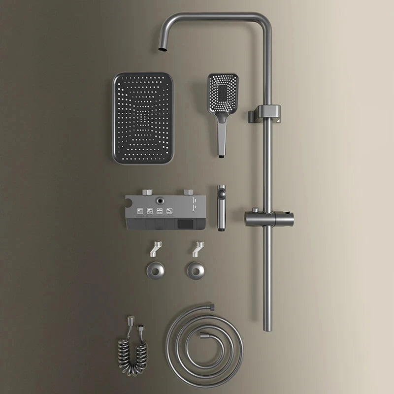Piano Keys Shower System Set Bathroom Shower Set Gray Black Bathtub Hot and Cold Shower Faucet LED Digital Copper Tap Shower Set Aimak Store