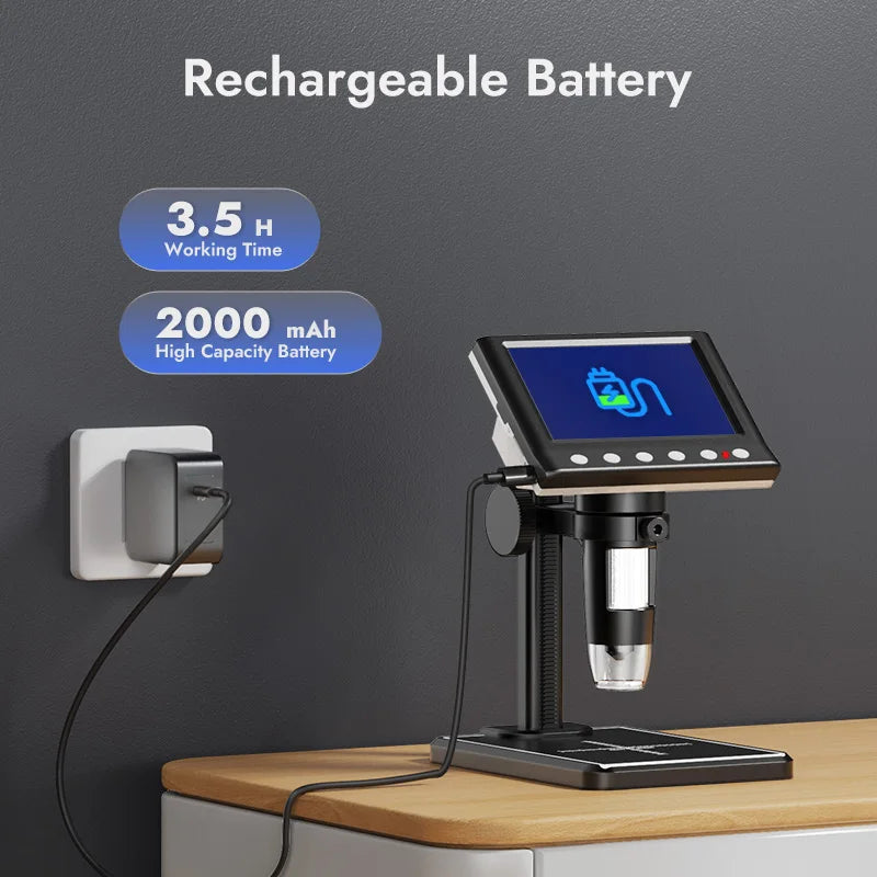 Hayve 4.3'' Digital Microscope 1600X USB Microscope 1080p Soldering Microscope with 8 LEDs Compatible with Windows/Mac OS (DM7) Aimak Store