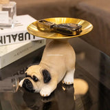 Creative Pug Statue Storage Tray Cute Dog Key Candy Snack Storage Plate Animal Sculpture Ornaments Office Tabletop Decor муравьи Aimak Store