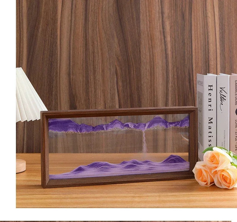 3D Sandscape Moving Sand Art Picture Wooden Frame Quicksand Liquid Hourglass Craft Flowing Sand Painting Office Home Decor Gifts Aimak Store