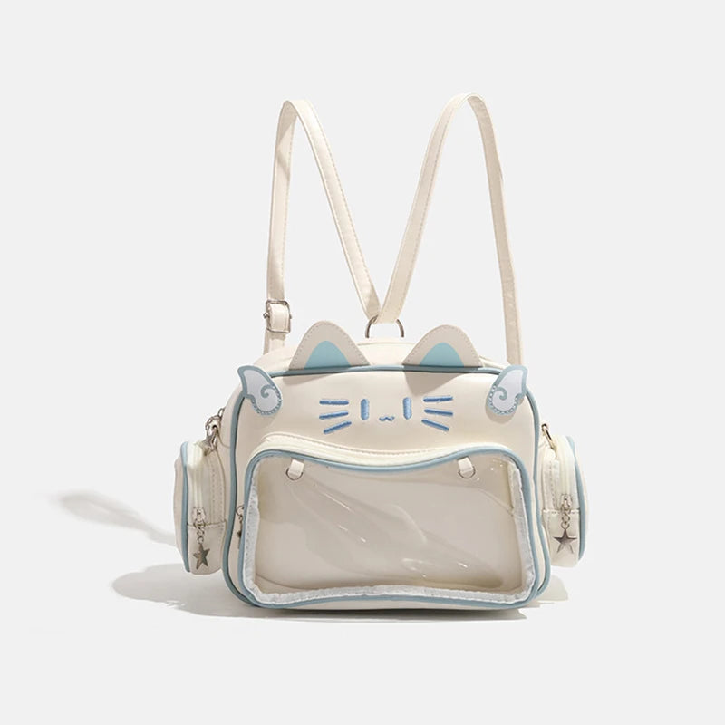 Y2K Ita Bag Cat PU Backpack – Foldable, Adjustable Strap, Secure Zipper, Preppy Style Cute Schoolbag Aimak Store