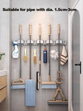 Mop and Broom Organizer Mop Holder Rack Mop Holder Wall Mounted Strong Broom Mop Holder Shelf with Hooks Organizers Hang Broom Aimak Store